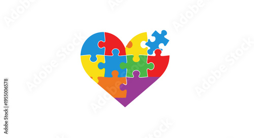 Colorful heart shaped puzzle pieces.