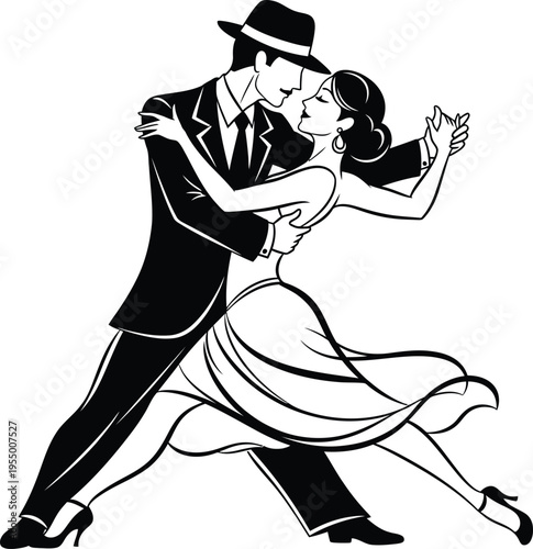 Tango dance illustration of a man and woman