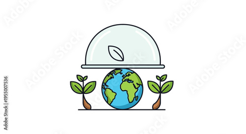 Earth Globe Under Protective Dome.