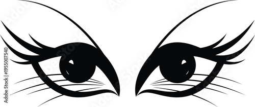 Stylized feline eyes with long lashes