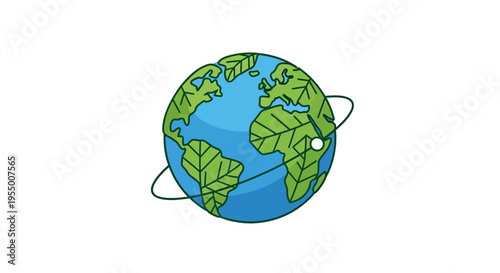 Earth Globe with Green Leaves.