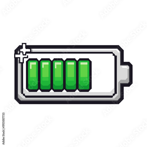 Green battery icon with bars.