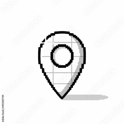 Pixelated map pin icon graphic symbol.