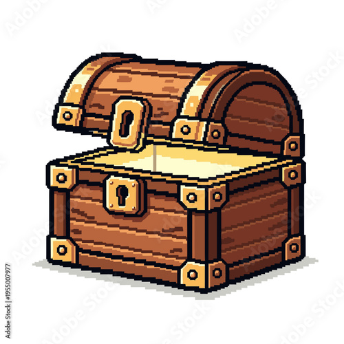 Pixel art treasure chest with gold.