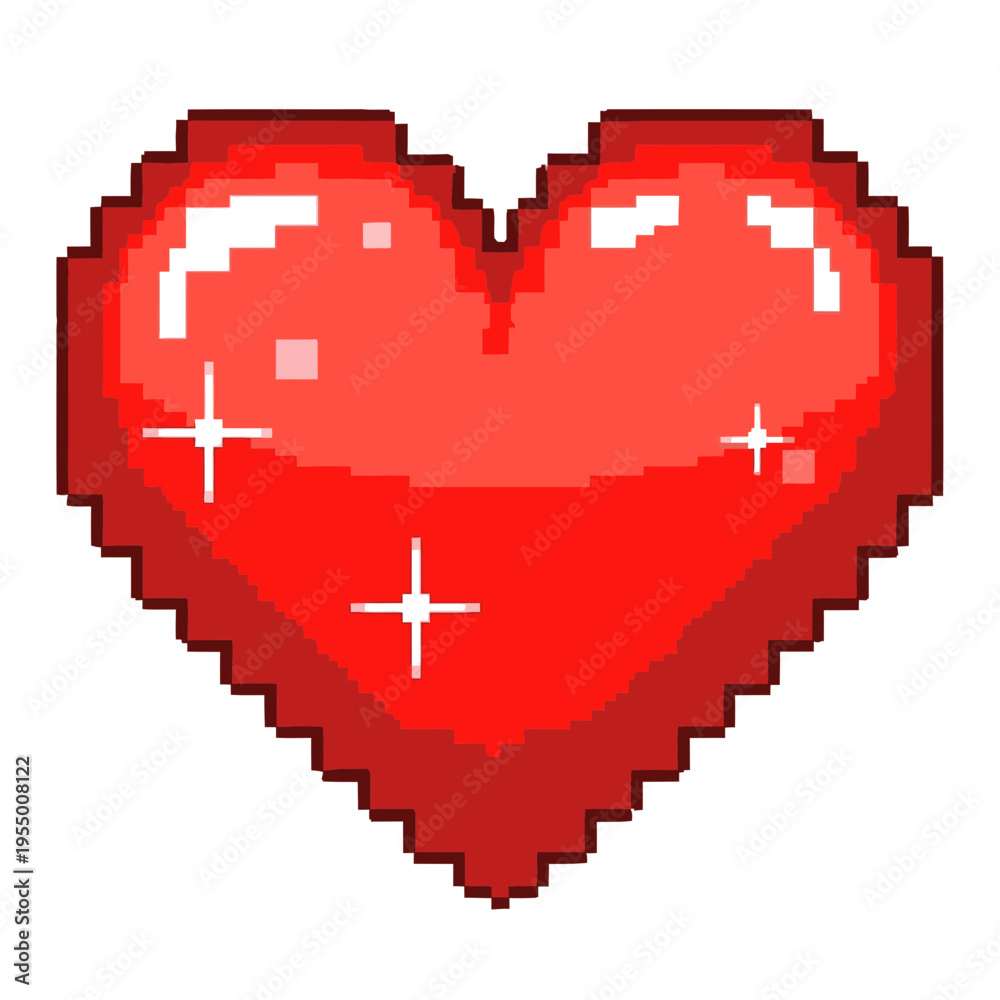 Obraz premium Red Heart Icon With Sparkles.