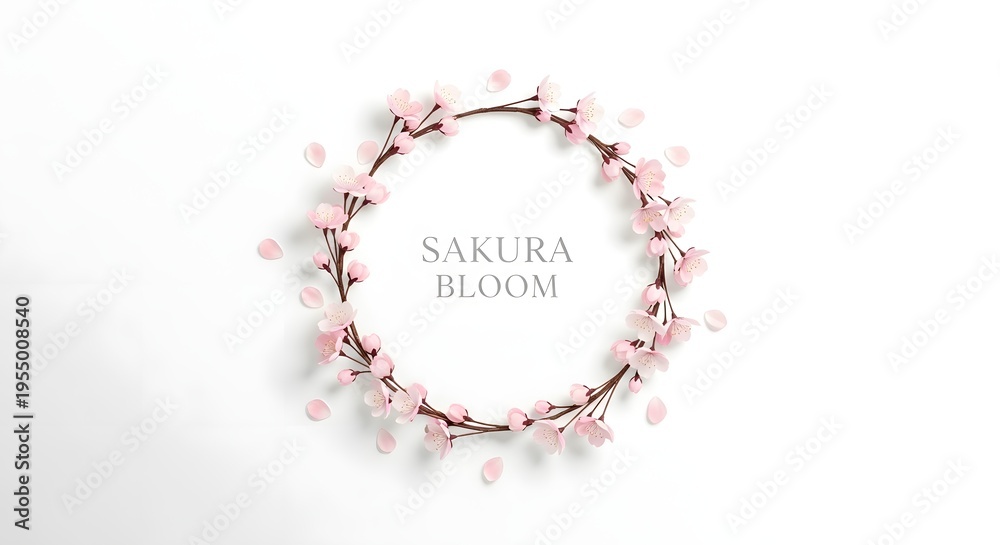 Obraz premium Elegant Pink Cherry Blossom Sakura Background with Spring Floral Elements