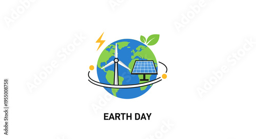 Earth Day green energy concept illustration.