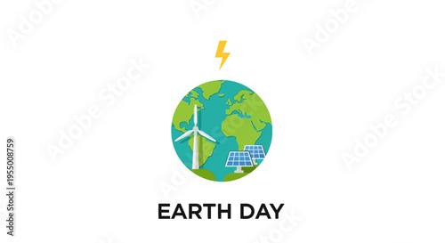 Earth Day Globe with Wind Turbine.