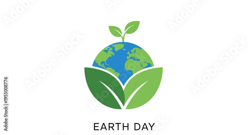 Earth Day Green Globe Icon.