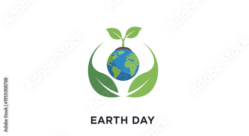 Earth Day Green Globe Icon Logo.