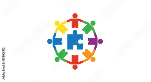 Diverse people forming a circle.