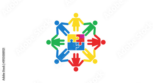 Diverse people holding hands together.