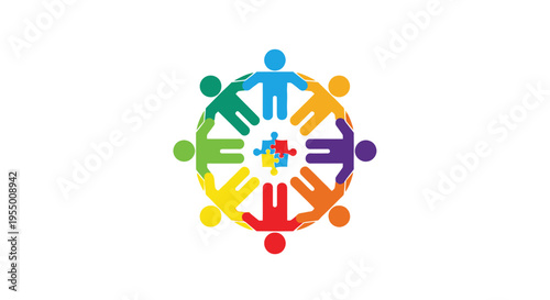 Diverse people holding hands together.