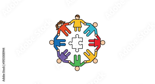 Diverse people holding hands together.