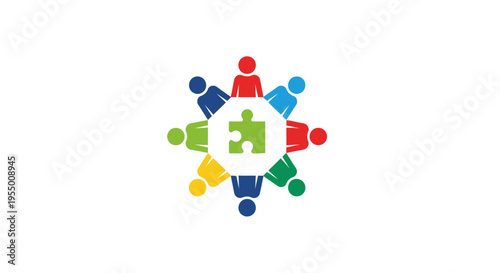 Diverse people holding puzzle pieces.