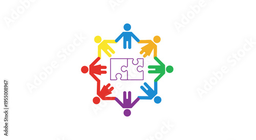 Diverse People Holding Puzzle Pieces Together.