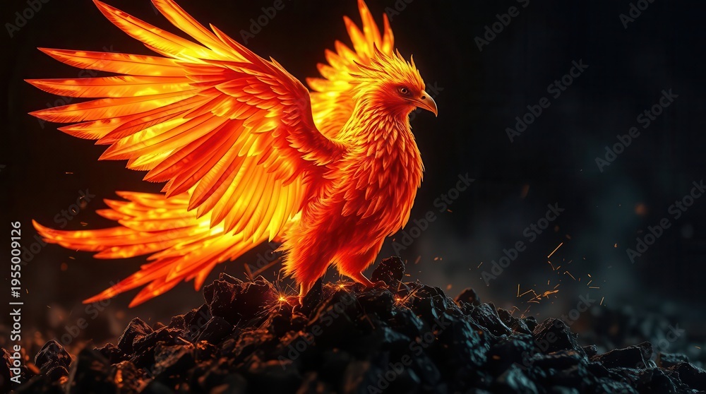 Fototapeta premium Phoenix With Detailed Flame Texture