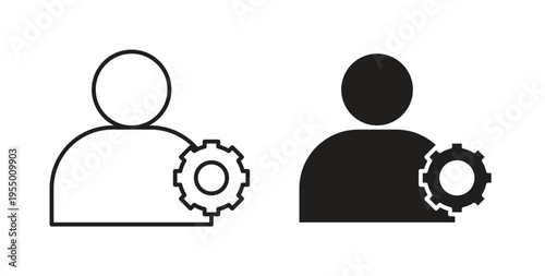 Account settings icon set different line and flat style collection.