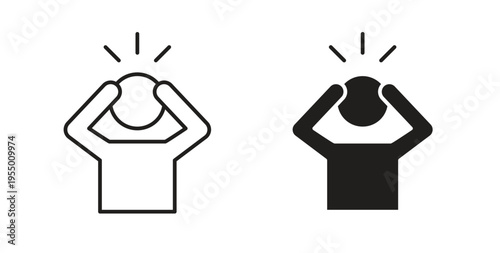 Anxiety icon set different line and flat style collection.