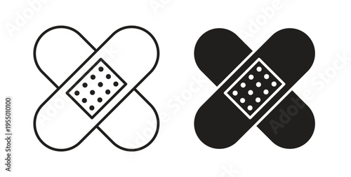 Band aid icon set different line and flat style collection.