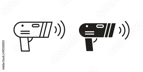 Barcode scanner icon set different line and flat style collection.