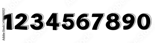 Bold black numbers set, clean modern numeric typography, minimal vector digits collection isolated on transparent background