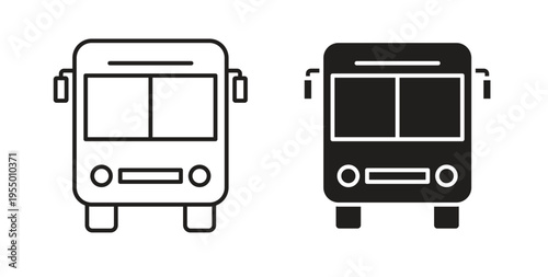 Bus icon set different line and flat style collection.