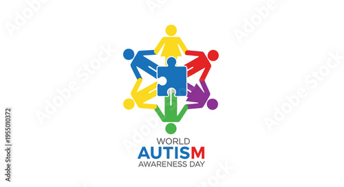 Autism Awareness Day colorful puzzle pieces.