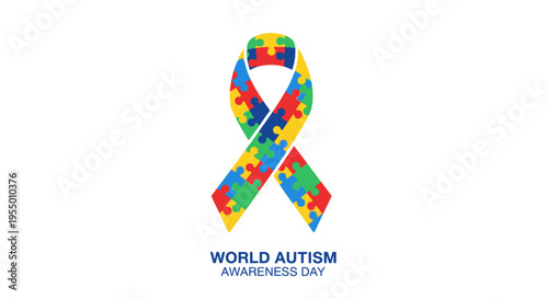 Autism Awareness Day colorful ribbon symbol.