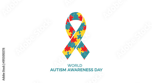 Autism awareness colorful ribbon symbol.