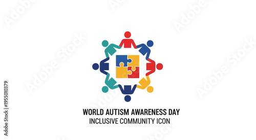Autism Awareness Day Inclusive Community Icon.
