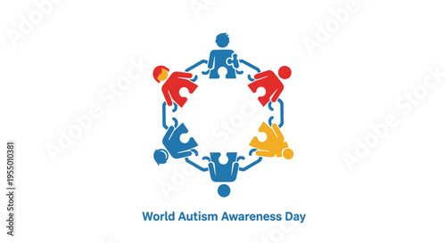 Autism Awareness Day colorful puzzle pieces.