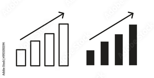 Business growth icon set different line and flat style collection.