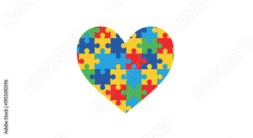 Autism Awareness Heart Puzzle Piece Symbol.