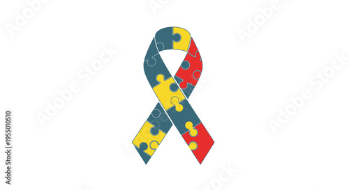 Autism awareness puzzle piece ribbon symbol.