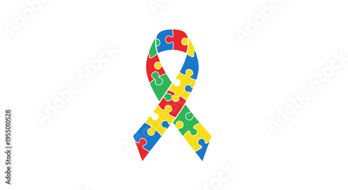 Autism awareness puzzle ribbon symbol.