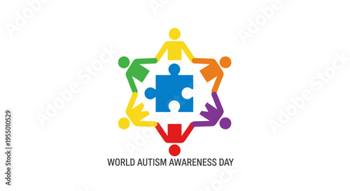 Autism Awareness Puzzle Pieces Symbol.