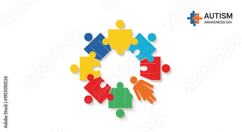 Autism awareness puzzle pieces connected.