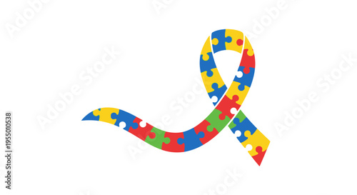 Autism awareness ribbon puzzle pieces.