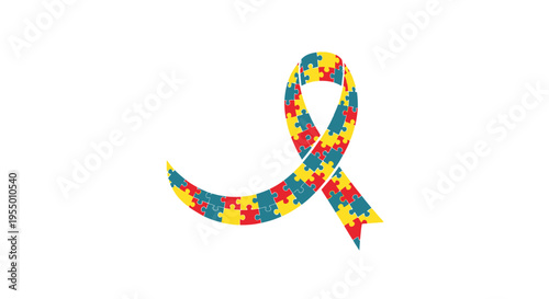 Autism awareness puzzle ribbon symbol.