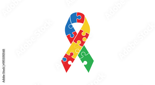 Autism Awareness Ribbon Puzzle Pieces Symbol.