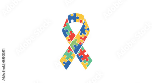 Autism Awareness Ribbon Puzzle Pieces.