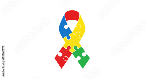 Autism Awareness Ribbon Puzzle Pieces Symbol.