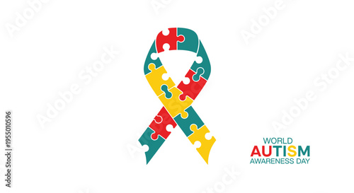 Autism awareness ribbon puzzle symbol.