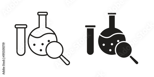 Chemistry icon set different line and flat style collection.