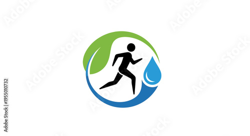 Black silhouette of a running person.