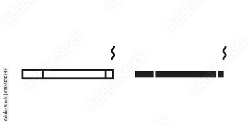 Cigarette icon set different line and flat style collection.