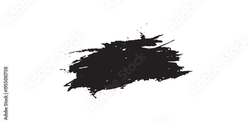 Obraz na plátně Abstract black ink brush stroke on white background.