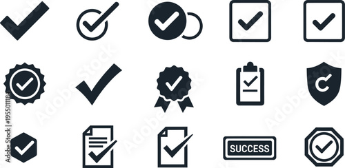 Checkmark Icons Set For Approval Confirmation and Success Verification [converted