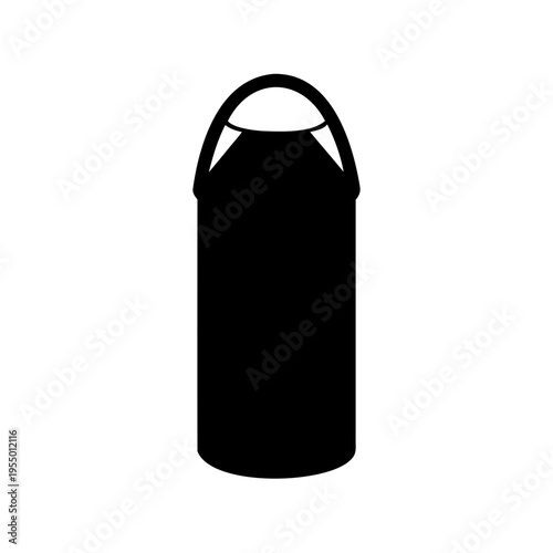 Black silhouette of a punching bag or boxing bag vector icon for sports and fitness designs